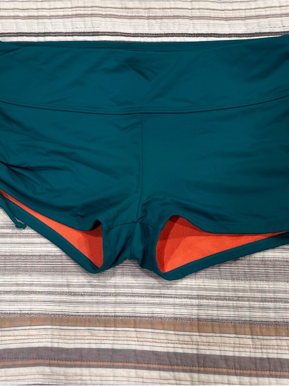 Athleta Teal Athletic Shorts with Orange Lining